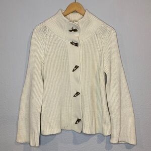 Talbots Petites cardigan sweater toggle front shaker knit winter white/ivory MP